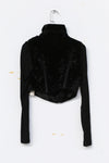 OUDE WAAG velvet splicing zipper jacket OW-23SS-JK01 black